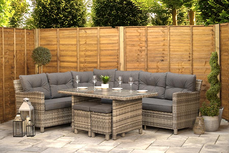 Sapcote Modular Corner Dining Set in Grey Rattan